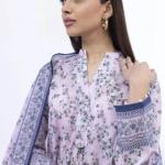 Lavender Mist Floral Printed Lawn 3-Piece Unstitched Suit | Malazaar Summer Bloom Collection