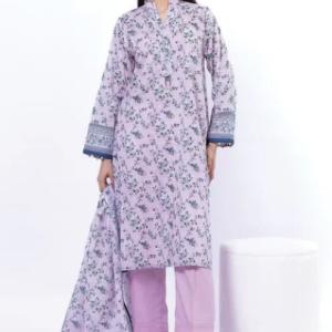 Lavender Mist Floral Printed Lawn 3-Piece Unstitched Suit | Malazaar Summer Bloom Collection