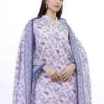 Lavender Mist Floral Printed Lawn 3-Piece Unstitched Suit | Malazaar Summer Bloom Collection