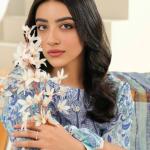 Azure Bloom Printed Lawn 3-Piece Unstitched Suit | MalaZaar Signature Lawn Collection