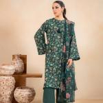 Emerald Flora Printed Lawn 3-Piece Unstitched Suit | Malazaar Summer Bloom Collection