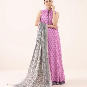 Lavender Summer Bloom Printed Lawn 2-Piece Dress | MalaZaar Signature Collection