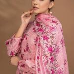 Blush Petal Printed Lawn 3-Piece Unstitched Suit | MalaZaar Bloom Collection