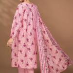 Blush Petal Printed Lawn 3-Piece Unstitched Suit | MalaZaar Bloom Collection