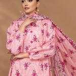 Blush Petal Printed Lawn 3-Piece Unstitched Suit | MalaZaar Bloom Collection