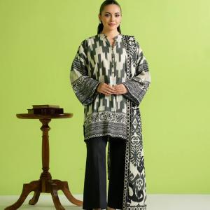 Noir Aura Printed Lawn 3-Piece Unstitched Suit | MalaZaar Classic Edit