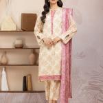 Blush Cream Floral Printed Lawn 3-Piece Unstitched Suit MalaZaarSignature Lawn Collection