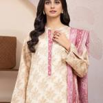 Blush Cream Floral Printed Lawn 3-Piece Unstitched Suit MalaZaarSignature Lawn Collection