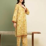Sunlit Mustard Floral Printed Lawn 3-Piece Unstitched Suit |MalaZaar Signature Lawn Collection