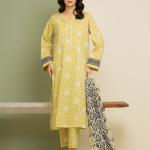 Lemon Essence Yellow Printed Lawn 3-Piece Unstitched Suit MalaZaar Signature Lawn Collection