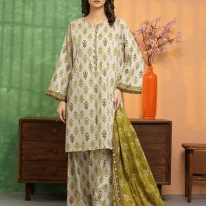 Olive Grace Printed Lawn 3-Piece Unstitched Suit | MalaZaar Signature Lawn Collection