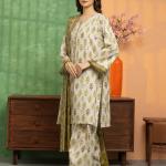 Olive Grace Printed Lawn 3-Piece Unstitched Suit | MalaZaar Signature Lawn Collection